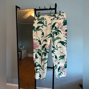 Ann Taylor Floral Pant with Green and Pink Accents